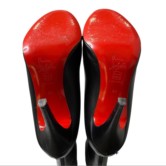 Christian Louboutin Alta Ariella Black Leather Knee High Boots 41 - Picture 8 of 16